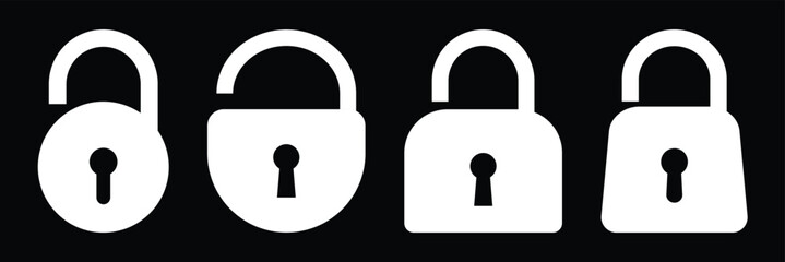 Poster - Lock or closed padlock icons set designed in filled, outline, line and stroke style