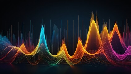 Wall Mural - A colorful waveform icon representing audio frequencies, with smooth curves forming a rhythmic pattern, symbolizing music and sound