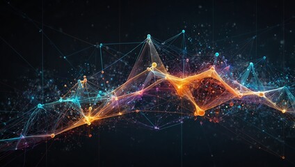 Wall Mural - A complex abstract backdrop of points and lines in motion, illustrating big data, network connectivity