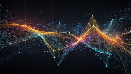 Wall Mural - A complex abstract backdrop of points and lines in motion, illustrating big data, network connectivity
