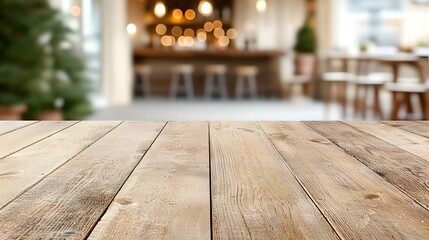 Fototapete - Cozy and inviting rustic bar scene featuring a detailed wooden table in the foreground with a blurred countryside background filled with warm lighting creating a tranquil and intimate ambiance