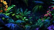© sennauli - A vibrant jungle scene with lush foliage and colorful flowers.