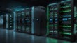 © Tamii - Modern data center, showcasing sleek server racks with blue and green lights