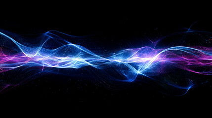 Wall Mural - A long blue and purple wave with a lot of stars in the background