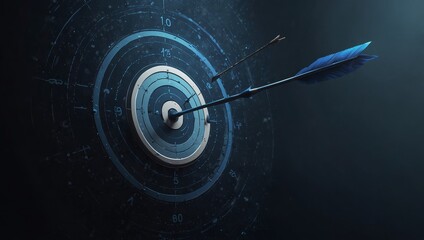 Wall Mural - a dynamic digital artwork showcasing a blue-toned target with an arrow striking the center