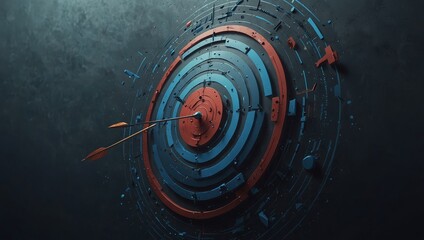 Wall Mural - a dynamic digital artwork showcasing a blue-toned target with an arrow striking the center