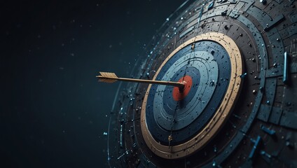 Wall Mural - a dynamic digital artwork showcasing a blue-toned target with an arrow striking the center