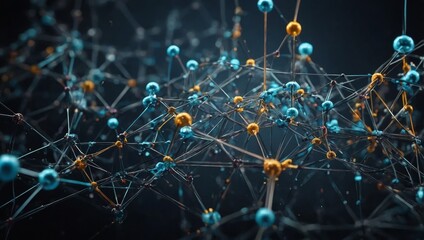Wall Mural - a dynamic network visualization with atoms and molecular structures, symbolizing communication in me