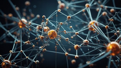 Wall Mural - a dynamic network visualization with atoms and molecular structures, symbolizing communication in me
