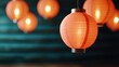 © Kanimalia - Illuminated Peach Paper Lanterns Hanging Decor Festive Asian Lighting Warm Glow