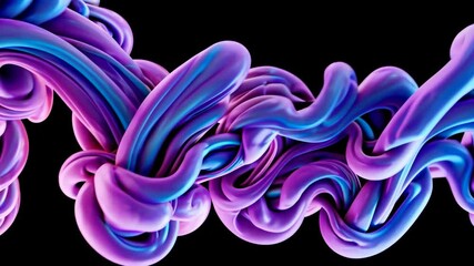 Poster - Abstract purple and pink fluid art on black background, modern design and movement concept