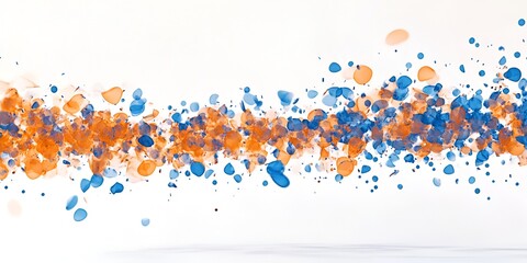 Wall Mural - the orange and blue confetti is scattered on the white background, creating an abstract pattern with