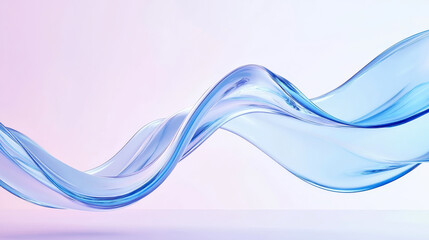 Wall Mural - abstract blue glass shapes with elegant curves and reflections
