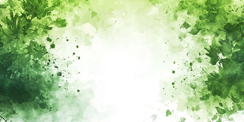 Wall Mural - watercolor green brush stroke vector background, paint splash in watercolor with ink blots and stain