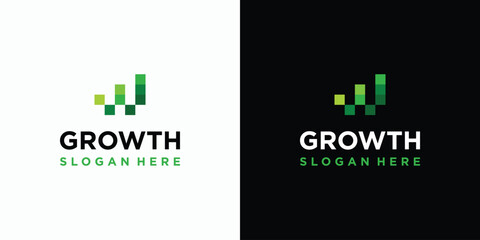 Wall Mural - Growth graph pixel vector logo design with modern, simple, clean and abstract style. Icon for business, consulting, financial and personal branding.