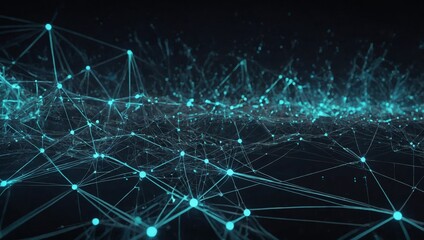 Wall Mural - a futuristic visualization of a network of glowing nodes and connecting lines, symbolizing the flow 
