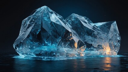 Wall Mural - a glowing polygonal iceberg with a futuristic design