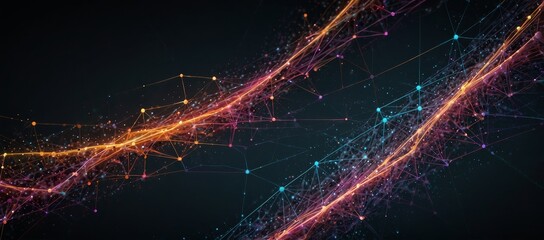 Wall Mural - a high-tech abstract design of lines and dots forming a illustrating the complex connections