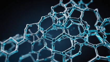 Wall Mural - a medical-themed digital composition featuring abstract hexagonal molecular patterns with glowing no