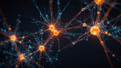 Wall Mural - a neural network-inspired design with glowing nodes and pathways