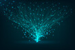 © master1305 - Glowing lines radiating from central point, representing data distribution and digital connectivity in a futuristic network. Concept of business, innovations, advanced technologies, digital art