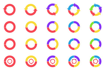 Aufkleber - Colorful circle chart arrow element icons. Multicolor spinning arrows, repeat circle combinations and reload icons