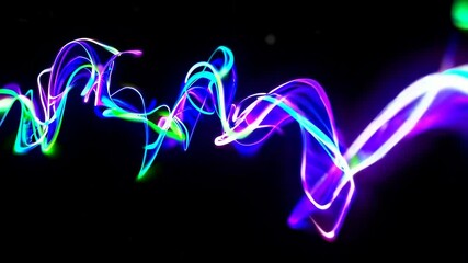 Poster - Colorful light trails on black background, abstract digital art concept