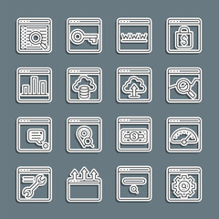 Wall Mural - set line browser setting, digital speed meter, website with stocks market, window, cloud technology 