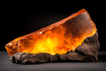 Wall Mural - Illuminated Amber Crystal in Stone Base