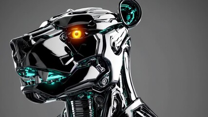 Aufkleber - Futuristic robotic panther with glowing eyes, side view. Technology and innovation concept