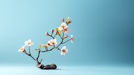 Wall Mural - A small branch with a flower on it