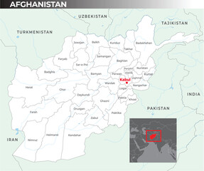 Naklejka na meble Afghanistan map with capital Kabul, most important cities and national bordersAfghanistan map with capital Kabul, most important cities and national borders