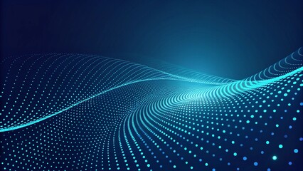 Aufkleber - 3d abstract dark blue background with dots pattern vector design, technology theme, dimensional dotted flow in perspective, big data, nanotechnology, futuristic mesh backdrop, virtual grid