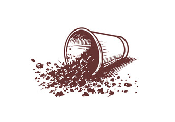 Coffee Ground Waste Hand Drawn Sketch Illustration Vector Isolated