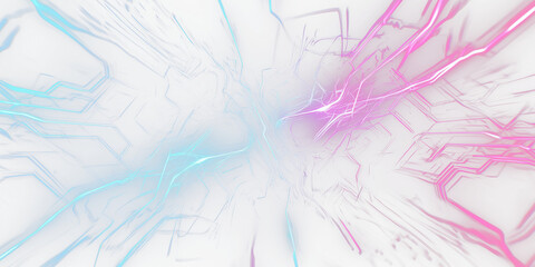 Aufkleber - Futuristic abstract patterns with glowing blue and pink energy lines create dynamic and vibrant visual effect. intertwining lines suggest movement and energy, evoking sense of technology and