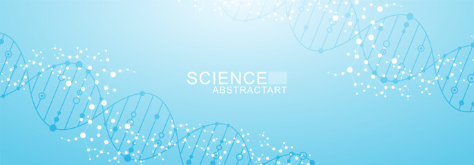 Wall Mural - structure molecule and communication dna, atom, neurons. science concept for your design. connected 