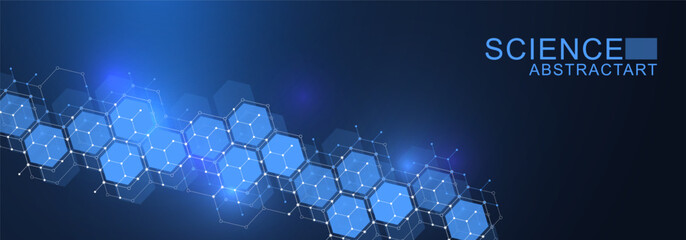 Wall Mural - hexagonal abstract background. big data visualization. global network connection. medical, technolog
