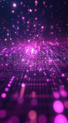 Wall Mural - abstract purple circuit board with glowing particles digital technology background