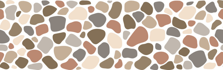 Wall Mural - cobblestone mosaic seamless pattern, border, road, stone texture. vector abstract repeat background,