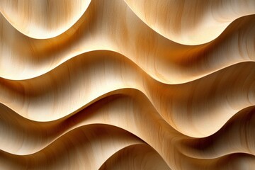 Poster - Beautiful carved wooden waves showcasing intricate patterns and textures in a soft warm light