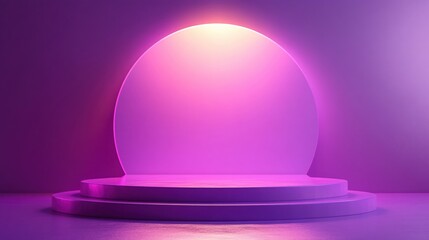 Canvas Print - elegant purple stage with soft neon lighting perfect for product display or abstract background