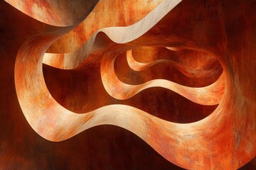 Aufkleber - Abstract curves of warm tones create an intriguing passage in modern architecture