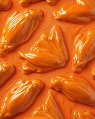 Wall Mural - glossy orange shapes abstract background texture design