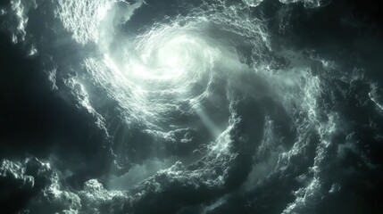 Wall Mural - Dramatic Swirling Clouds Above with Rays of Light and Shadow Play