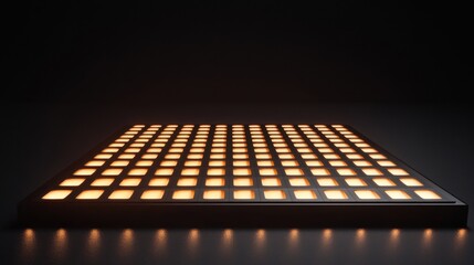 Wall Mural - Illuminated Grid of Light Tiles on a Dark Surface for Creative Use