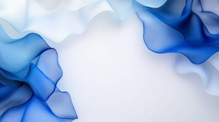 Wall Mural - A blue and white fabric with a white background. The blue fabric is folded in half