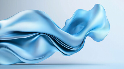 Wall Mural - A blue fabric with a wave pattern is displayed in blue and white. The fabric is flowing and he is made of a lightweight material, giving it a sense of movement and fluidity