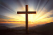 © RooM The Agency - Wooden crucifix in a mountain landscape at sunset
