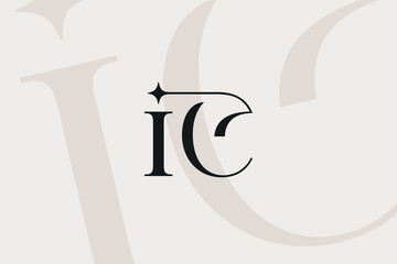 Wall Mural - ic or ci letter logo icon design. classic style luxury initials monogram.