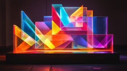 Wall Mural - Vibrant Abstract Composition of Colorful Glass Blocks